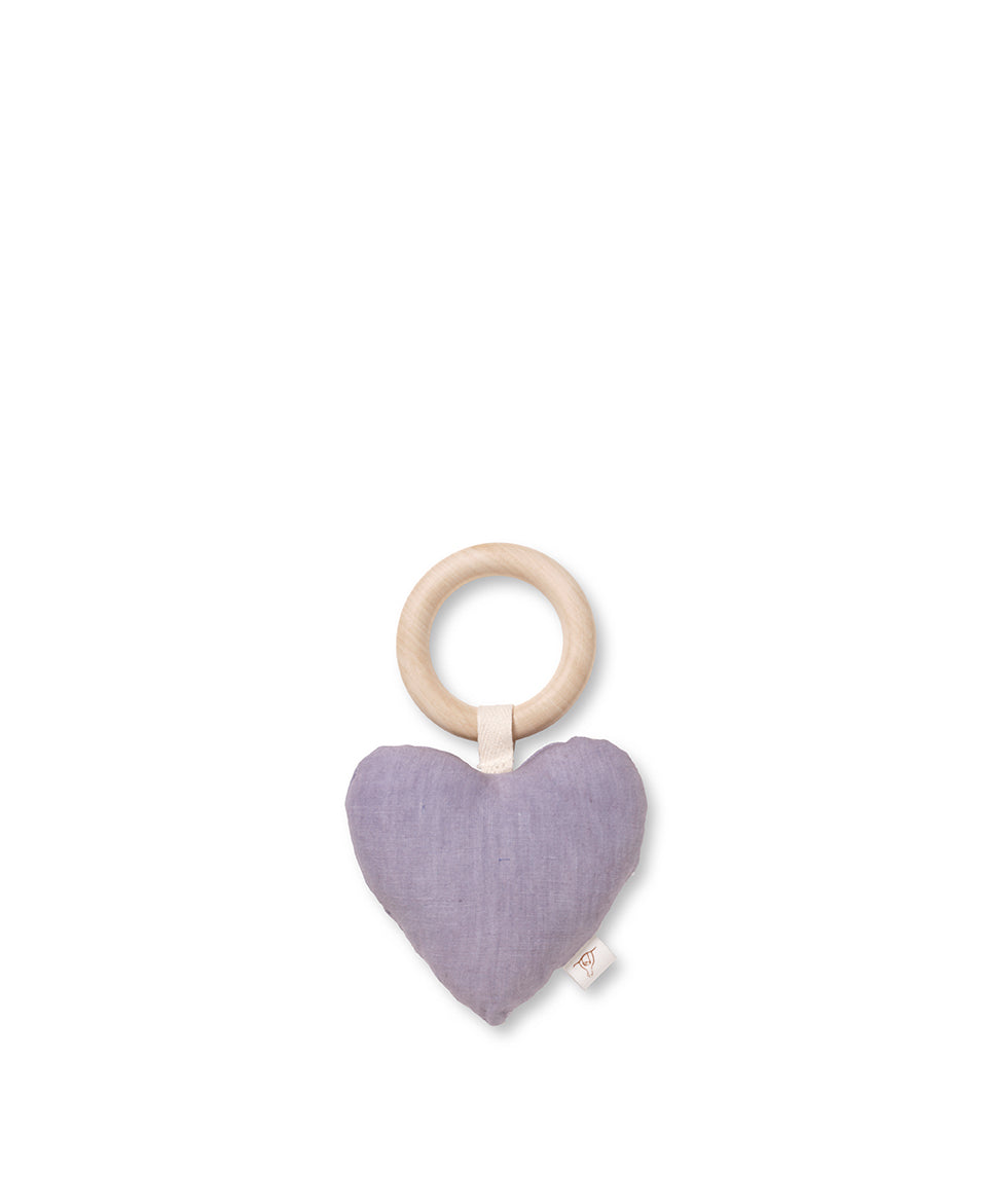 Hochet avec anneau de dentition Lara, Heart, Lavander