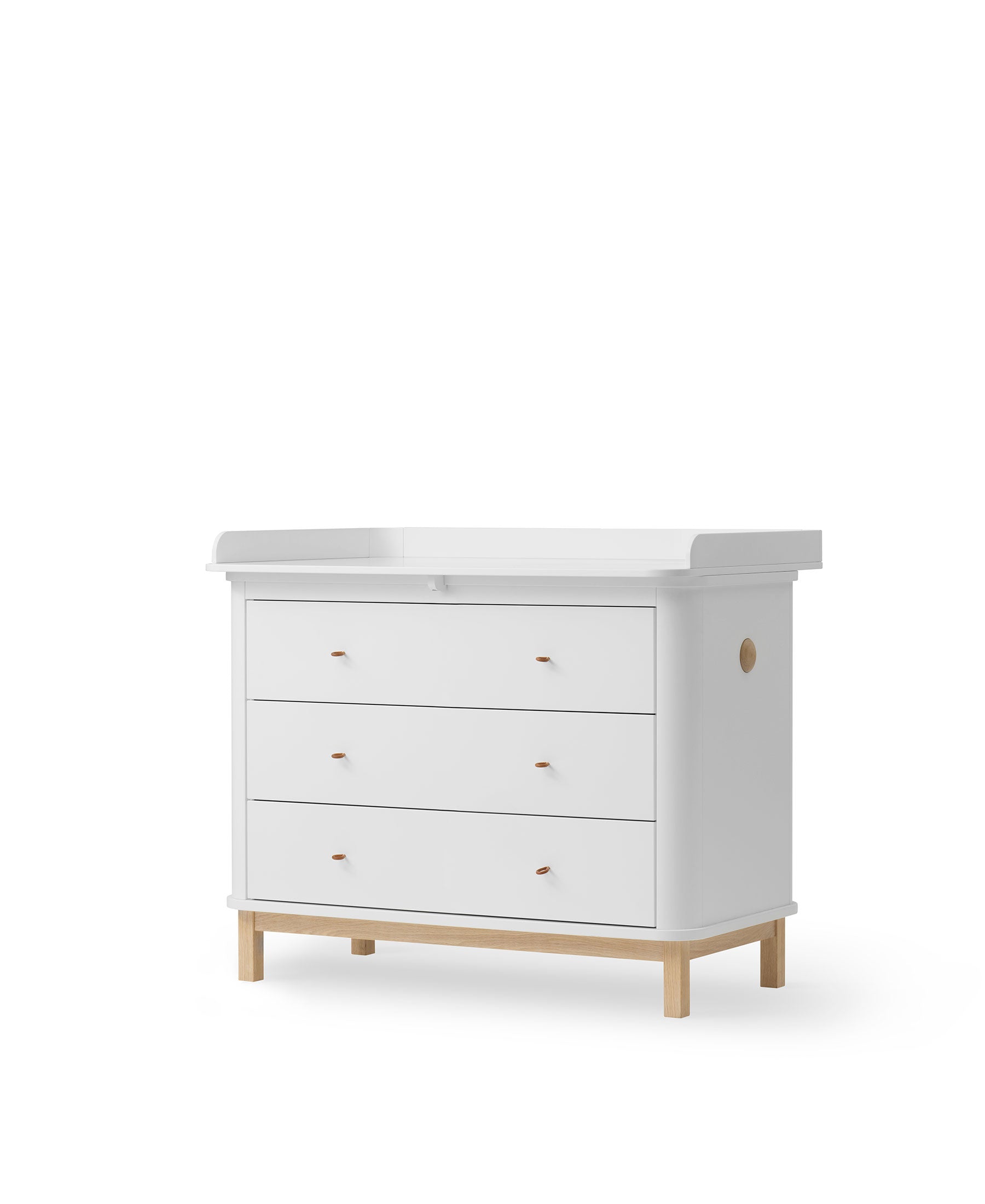 Commode à langer 3 tiroirs Wood, blanc/chêne