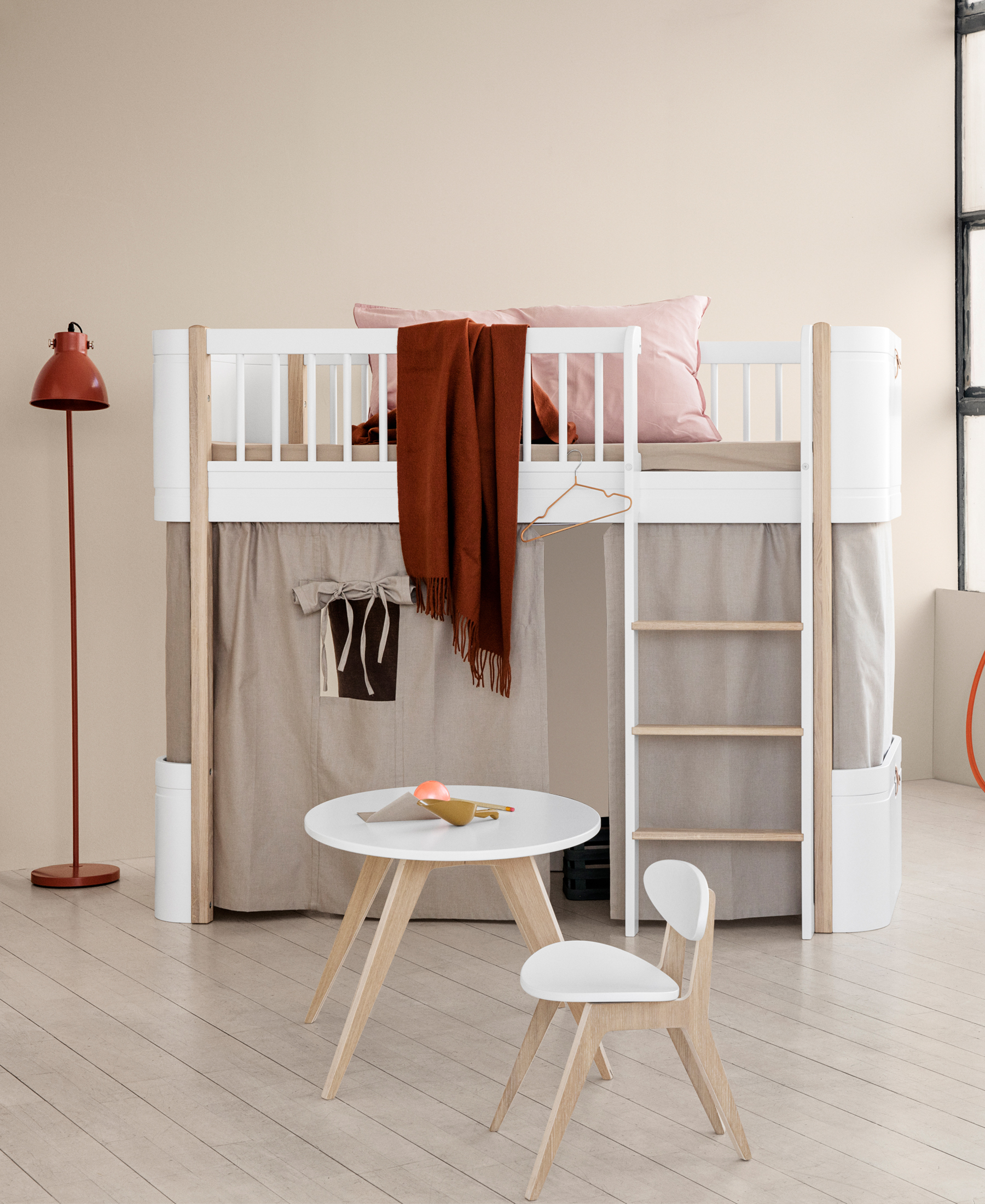 Rideau cabane pour le lit mezzanine mi-haut Wood Mini+, nature
