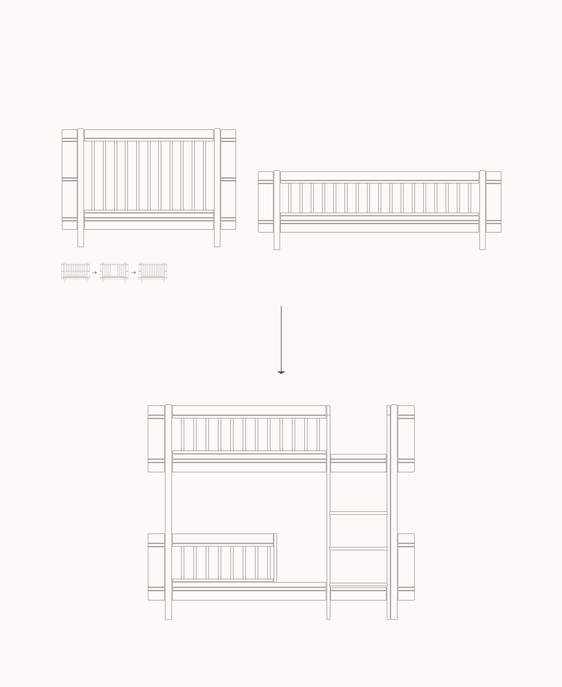 Lit bébé évolutif Mini+ & lit junior Mini+ en lit superposé mi-haut, blanc/chêne