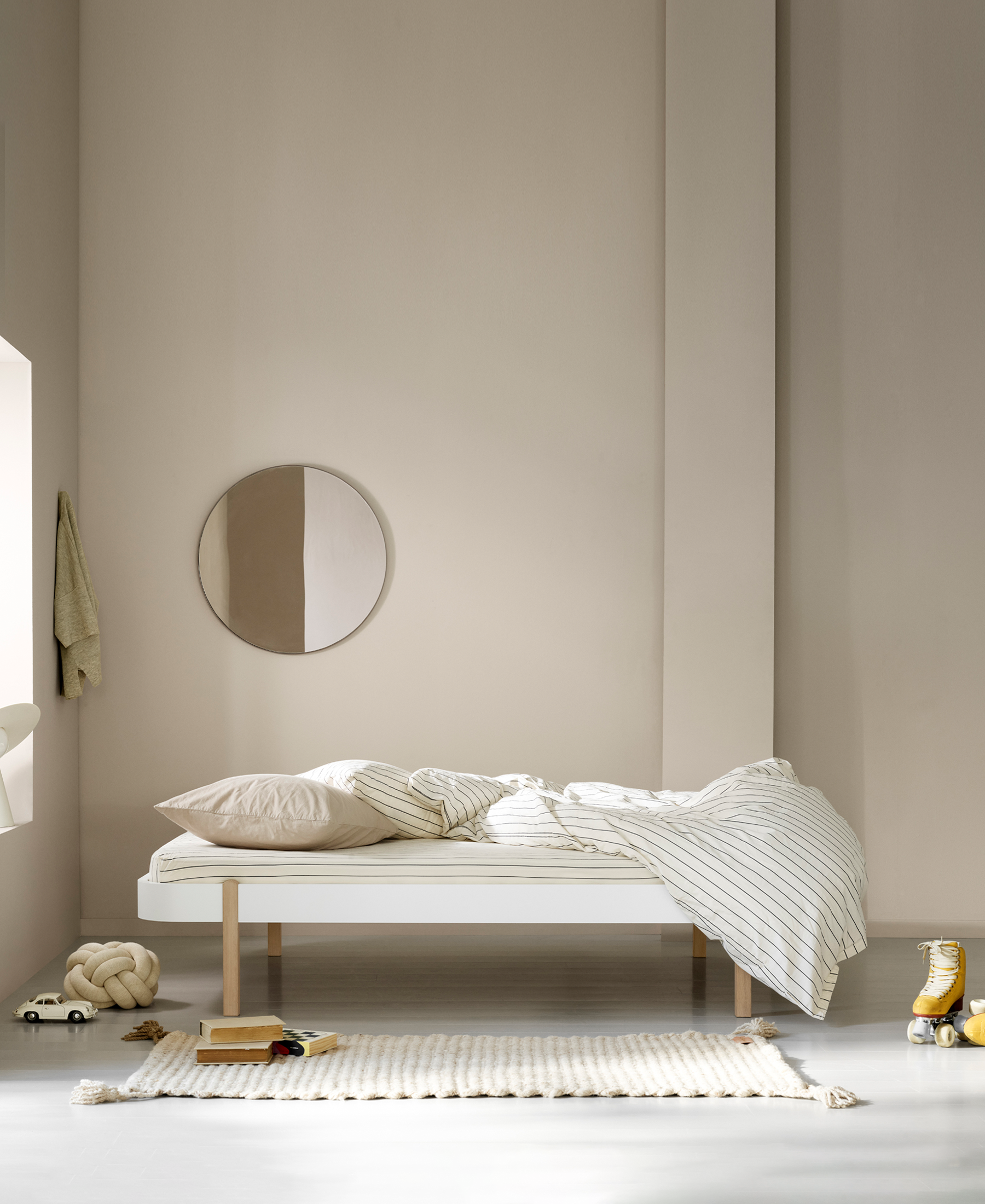 Lit 120 Wood Lounger, blanc/chêne