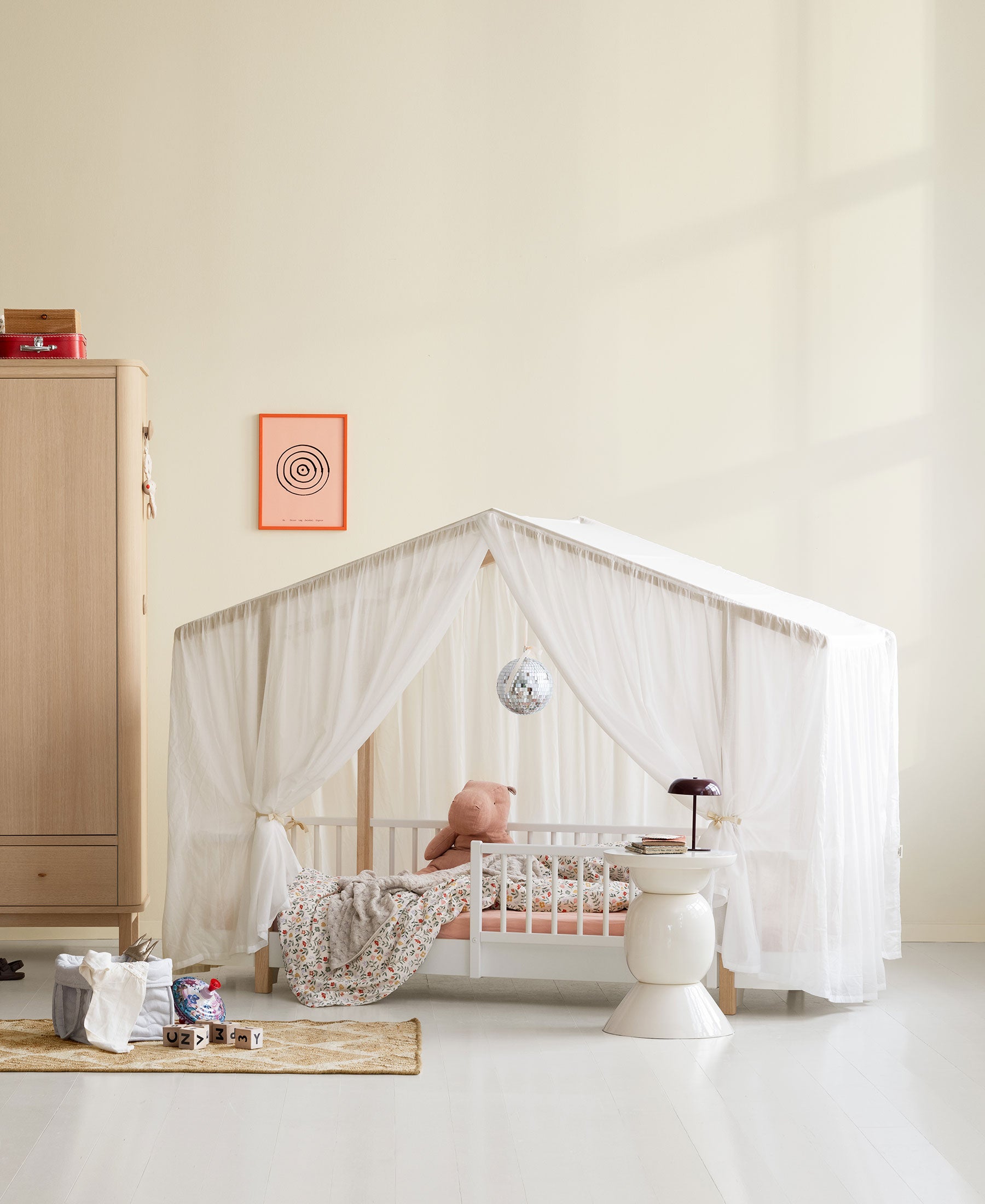 Ciel de lit pour lit cabane Wood Original, voilage transparent, blanc