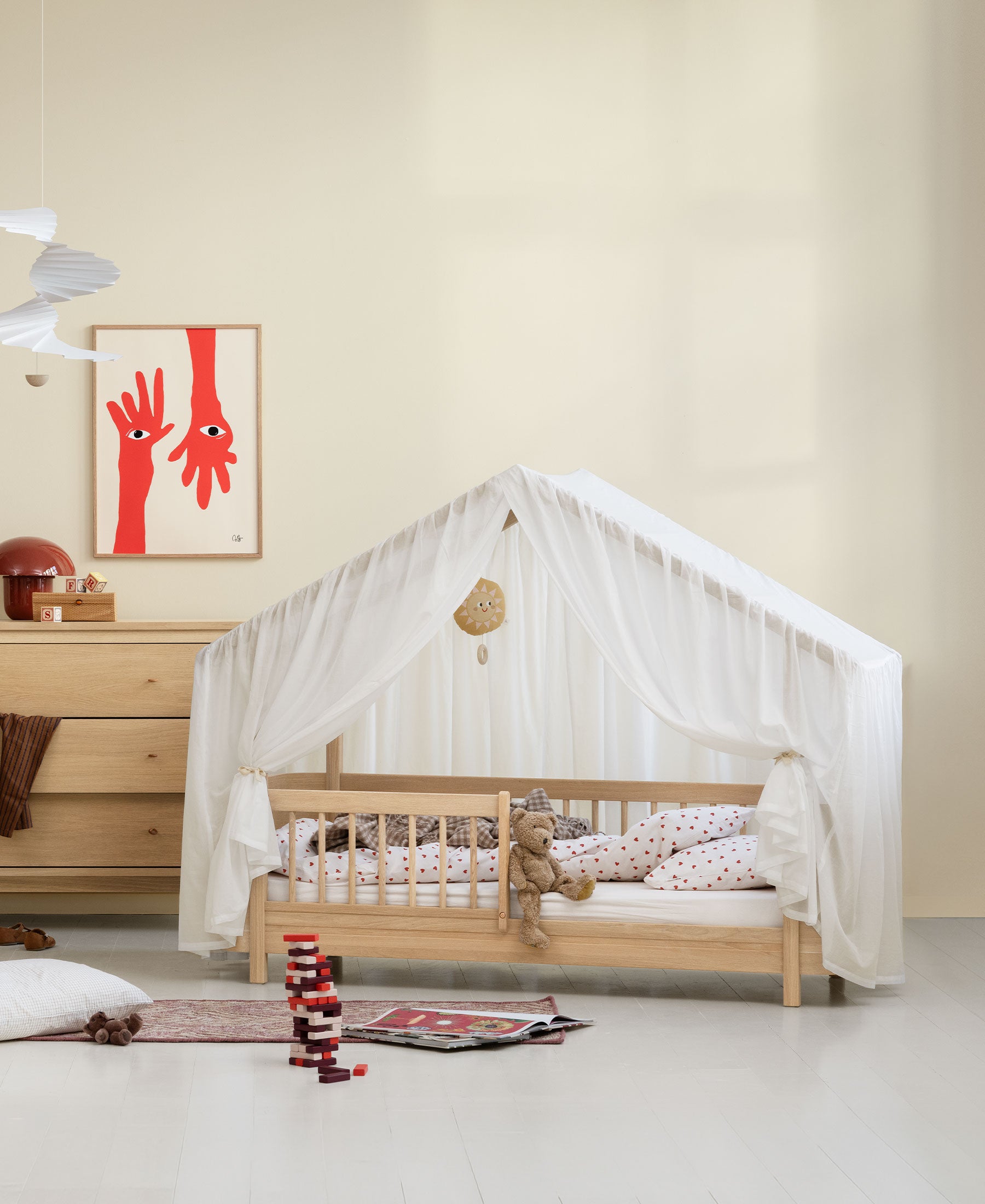 Ciel de lit pour lit cabane Wood Mini+, voilage transparent, blanc