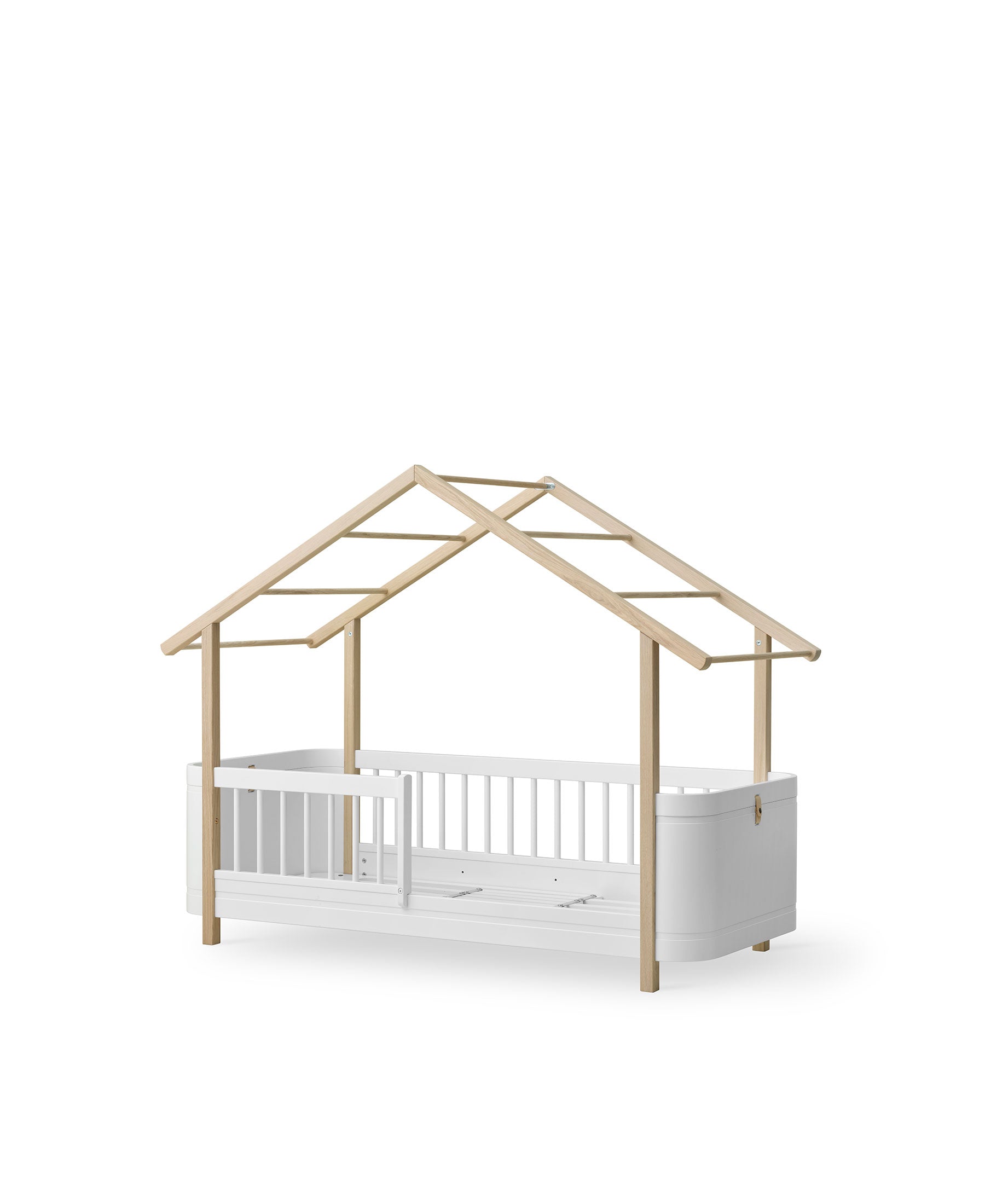 Lit cabane Wood Mini+, blanc/chêne