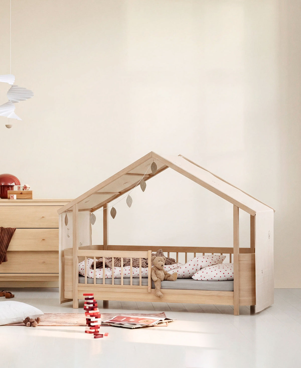 Ciel de lit avec broderie pour Lit cabane Wood Mini+, non teintée