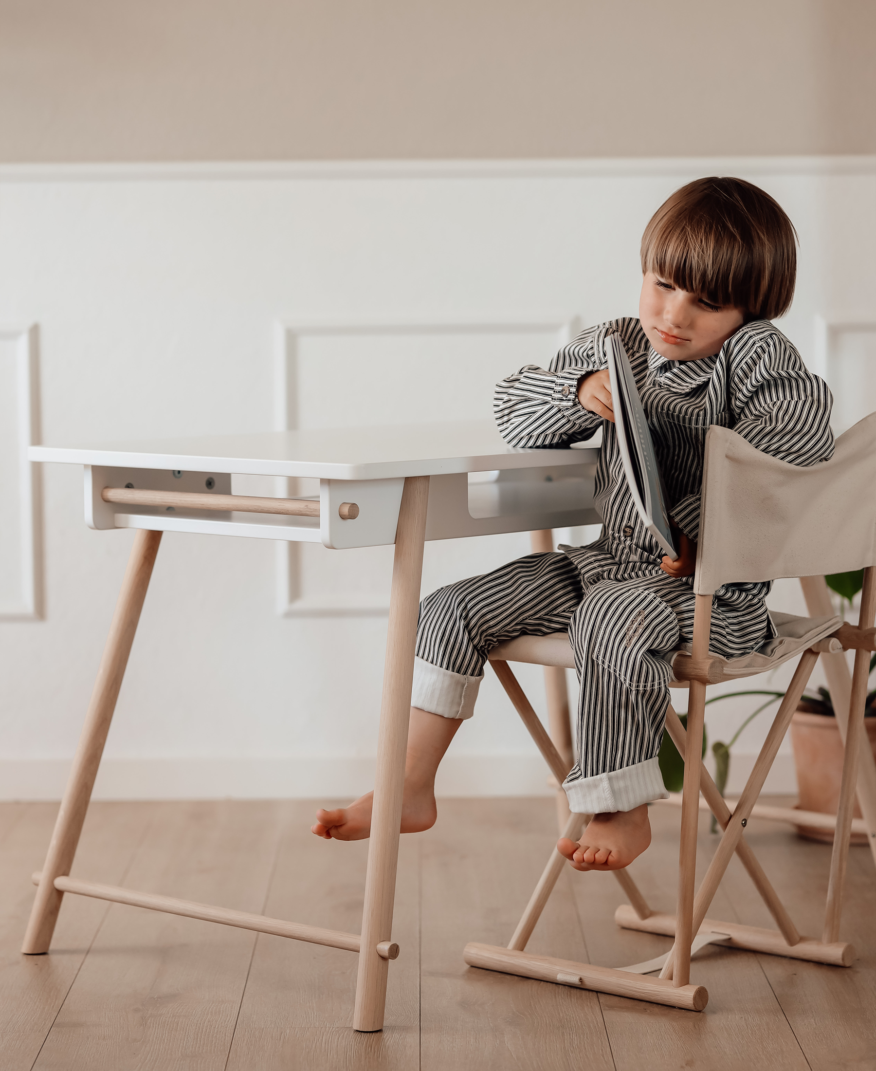Bureau junior Camp, ajustable en hauteur, blanc/chêne