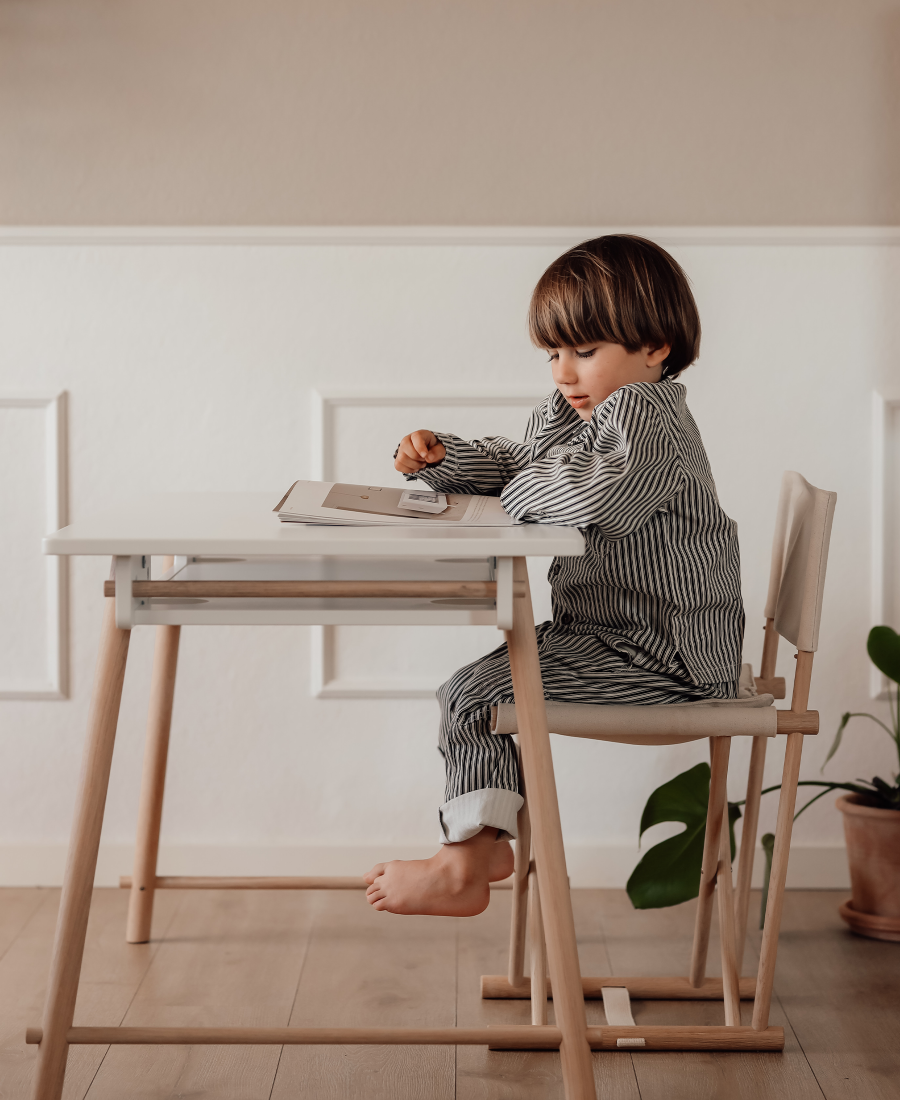 Bureau junior Camp, ajustable en hauteur, blanc/chêne