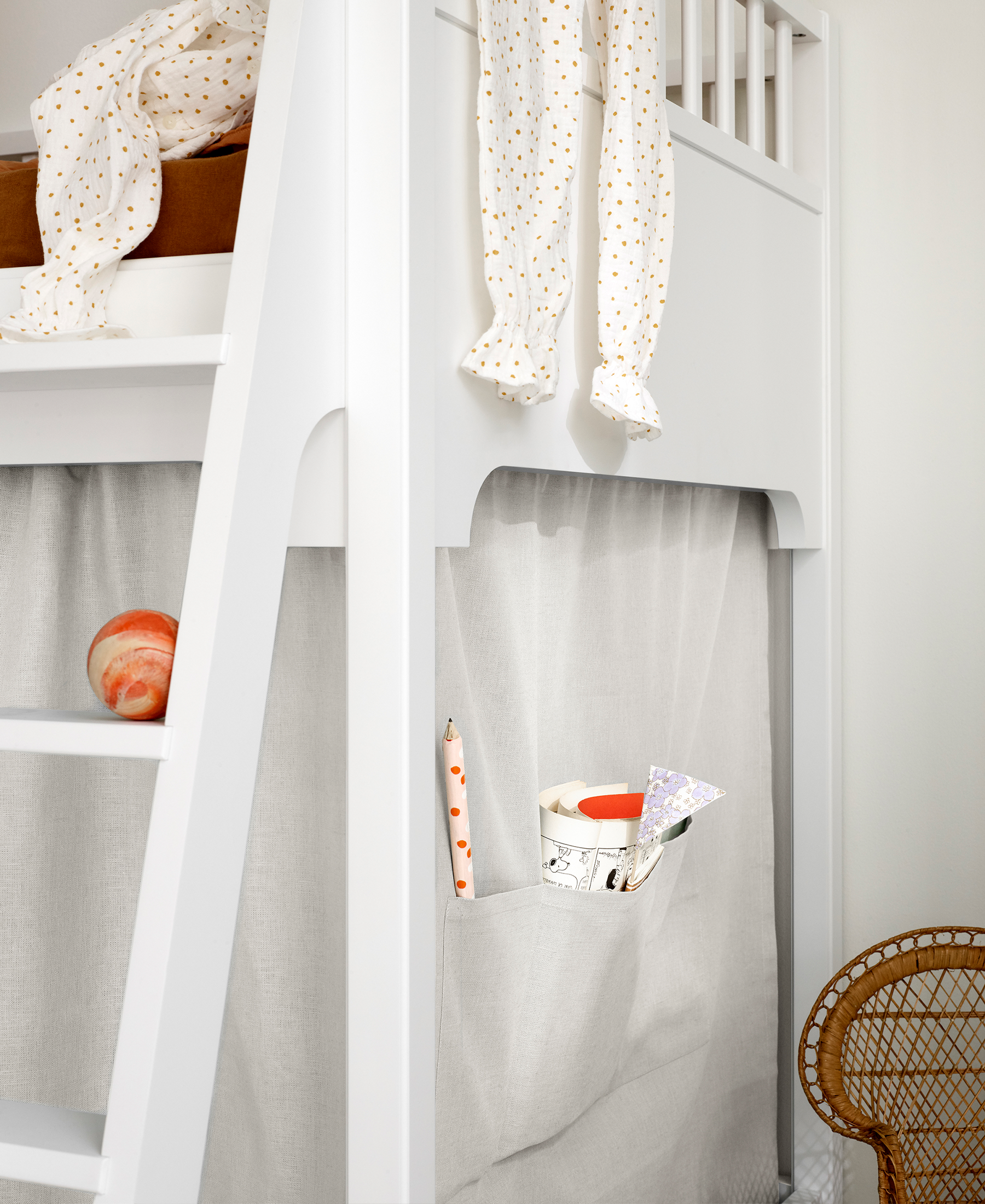 Rideau cabane pour lit mezzanine mi-haut/mi-haut junior et lit superposé Seaside Classic, gris