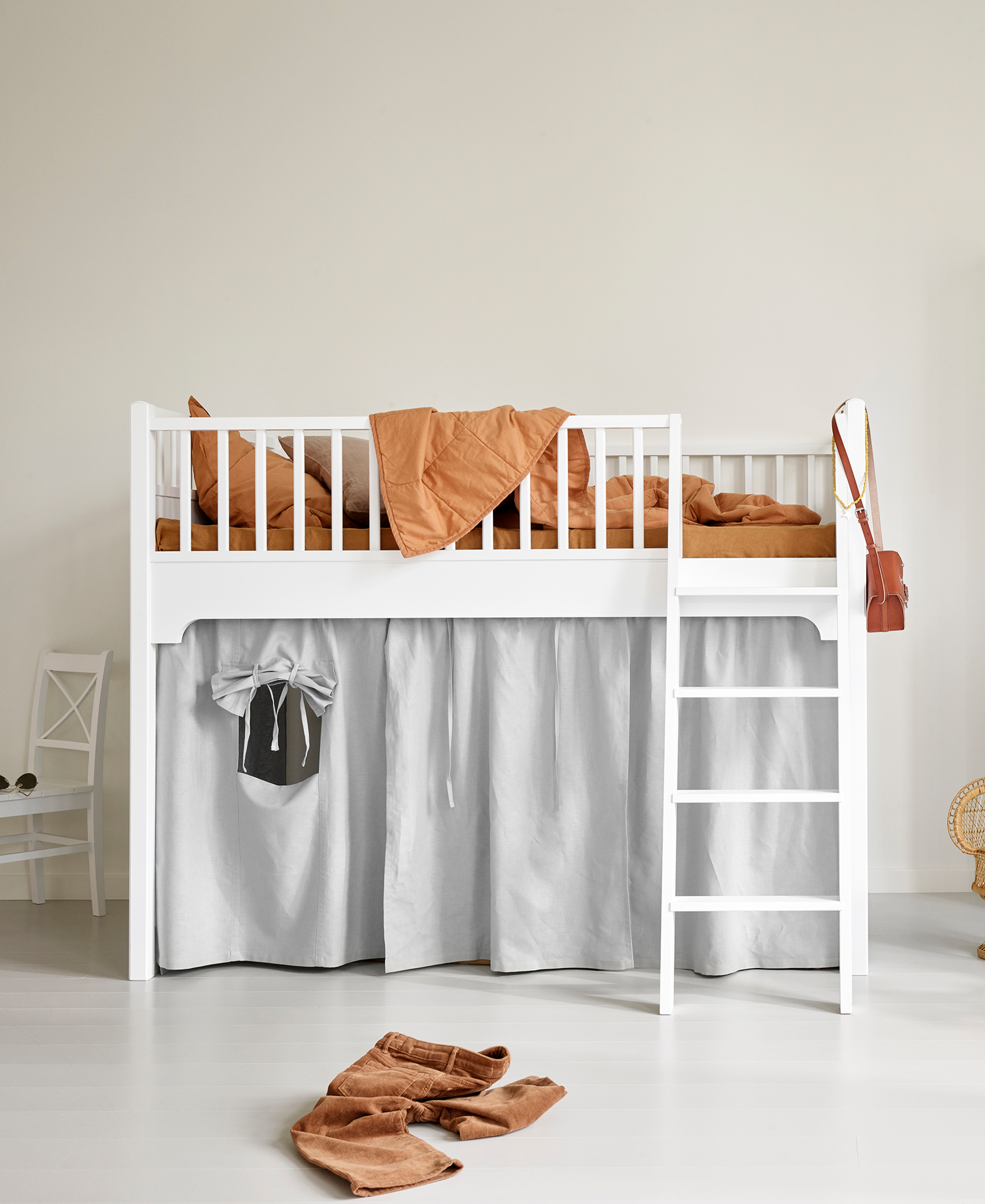 Rideau cabane pour lit mezzanine mi-haut/mi-haut junior et lit superposé Seaside Classic, gris