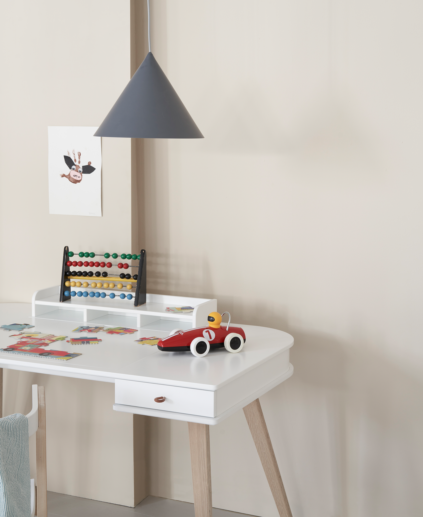 Bureau Wood 66 cm & chaise Wood avec accoudoirs, l'ensemble, blanc/chêne