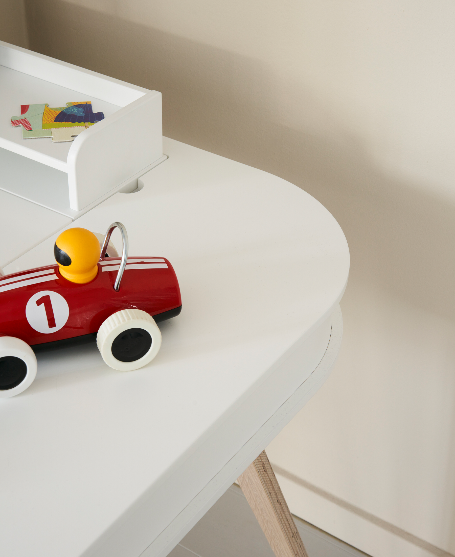 Bureau Wood 66 cm, blanc/chêne