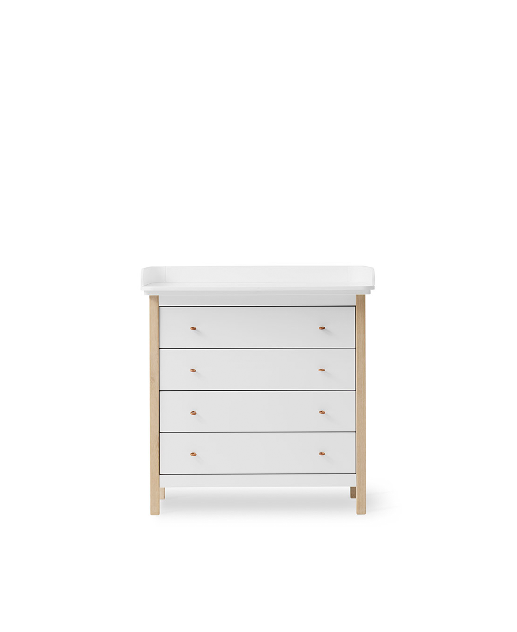 Commode à langer 4 tiroirs Wood, blanc/chêne