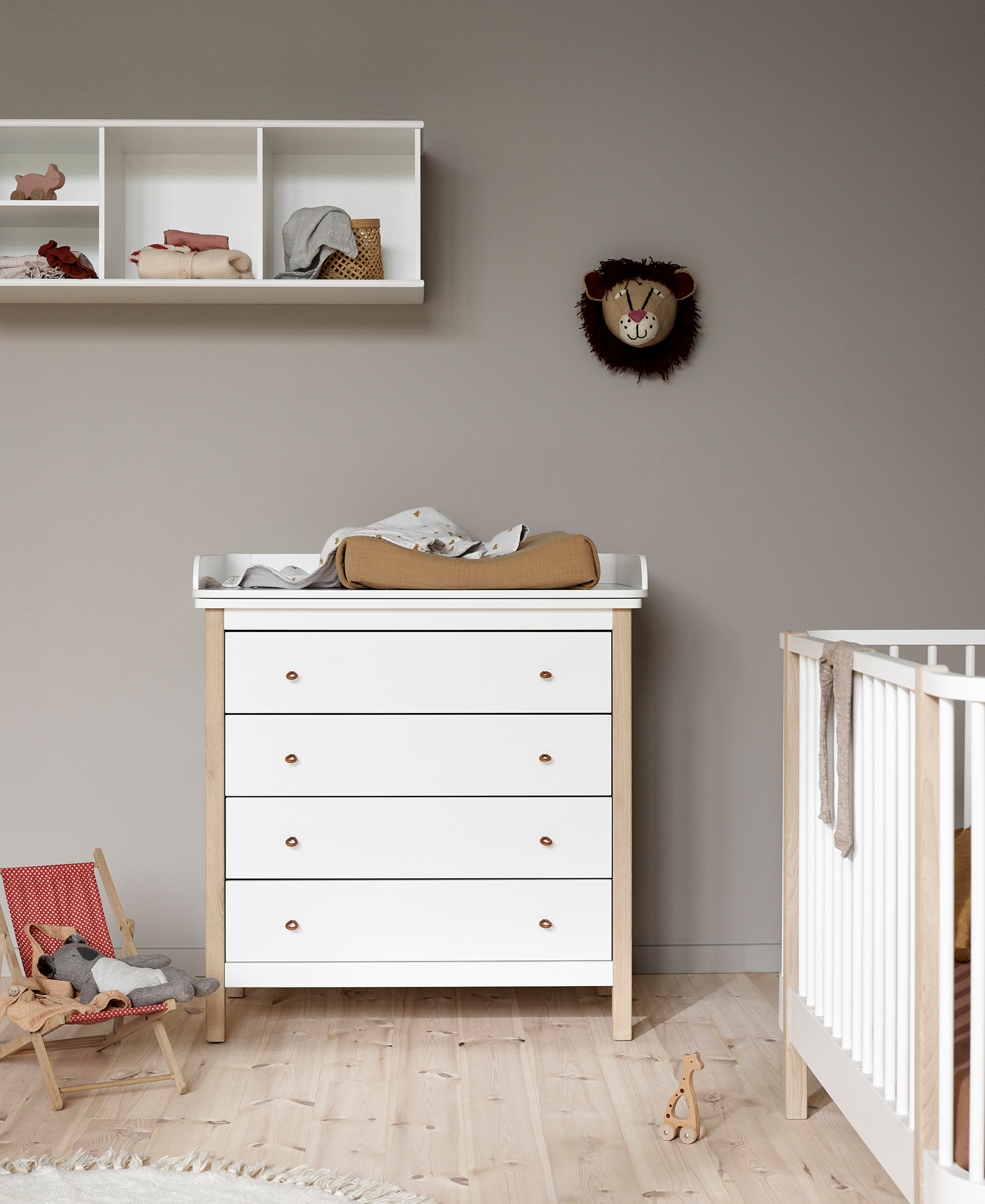 Plan à langer pour commode 4 tiroirs Wood, blanc
