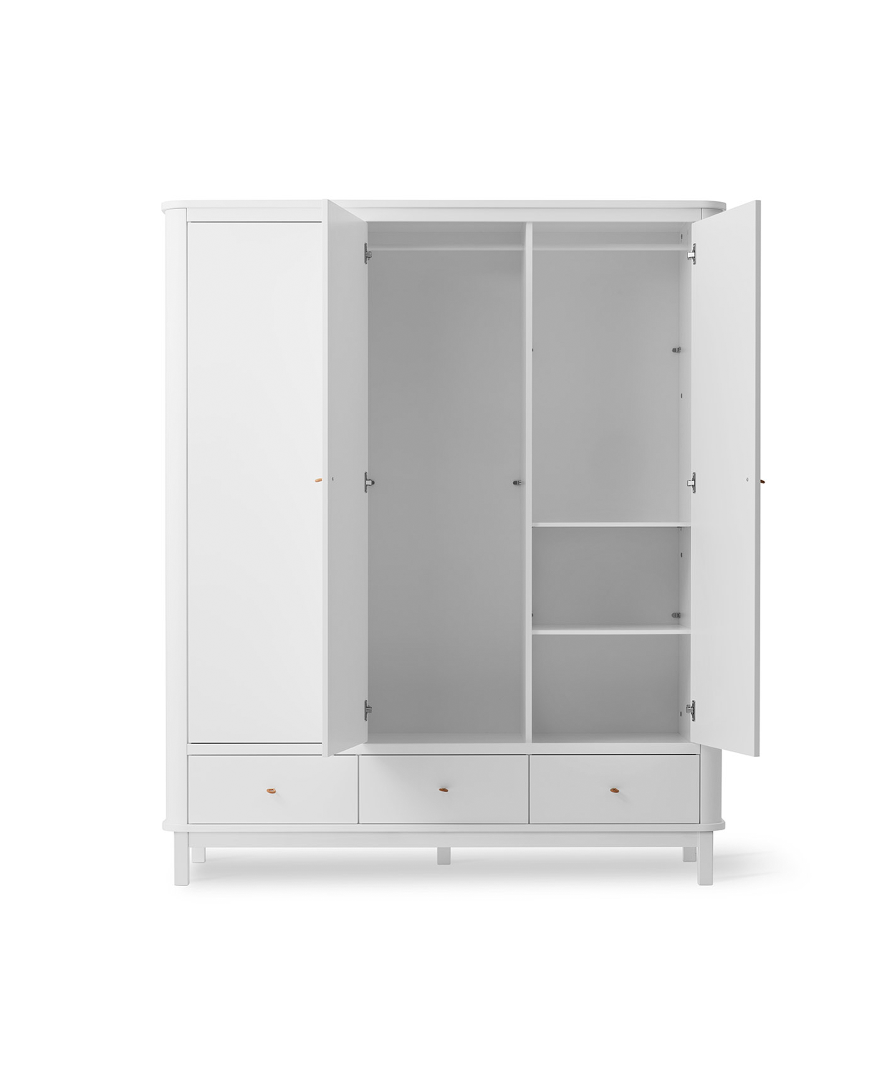 Armoire 3 portes Wood, blanc