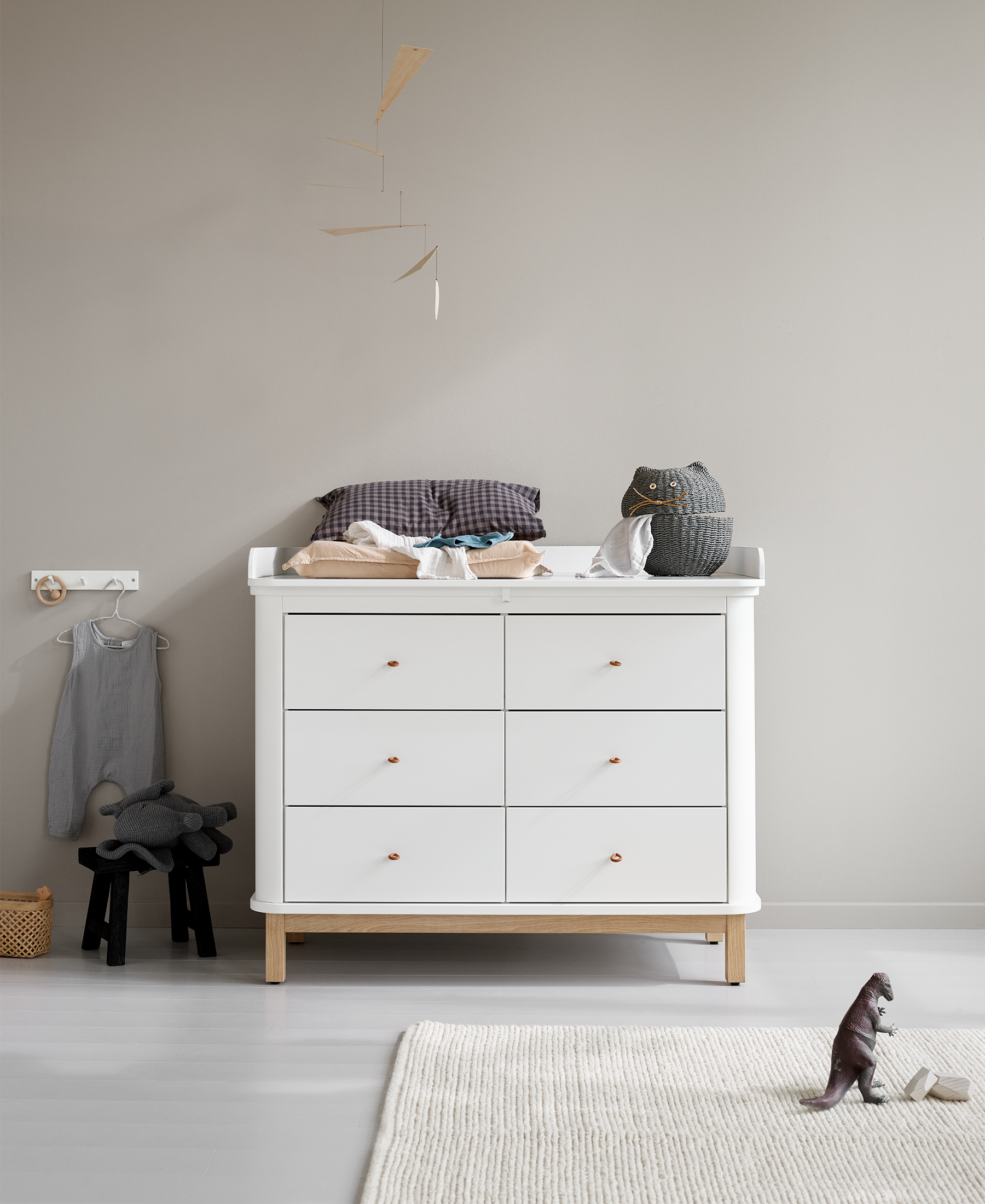 Plan à langer pour commode 6 & 3 tiroirs Wood, blanc