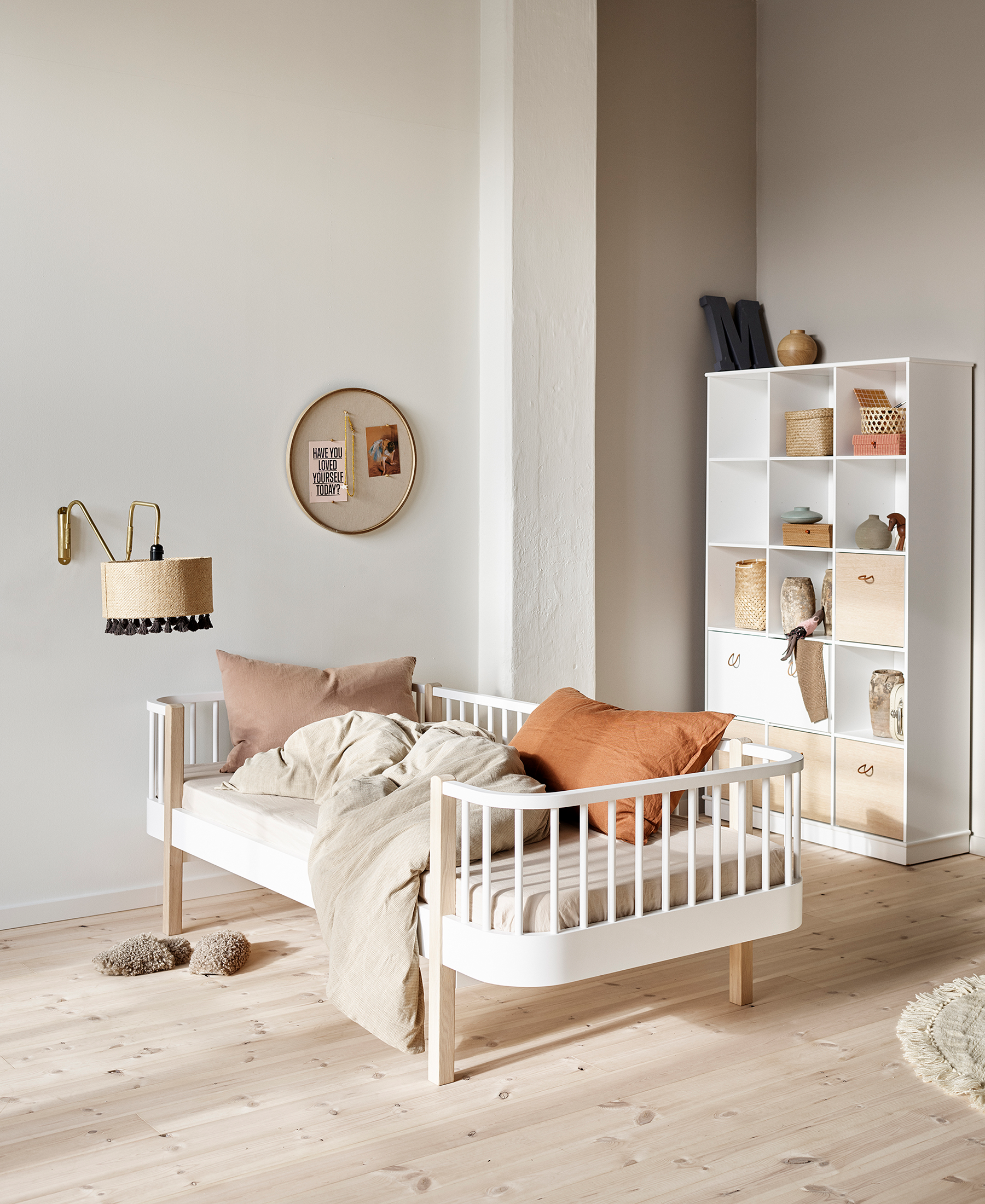 Lit banquette Wood Original, blanc/chêne