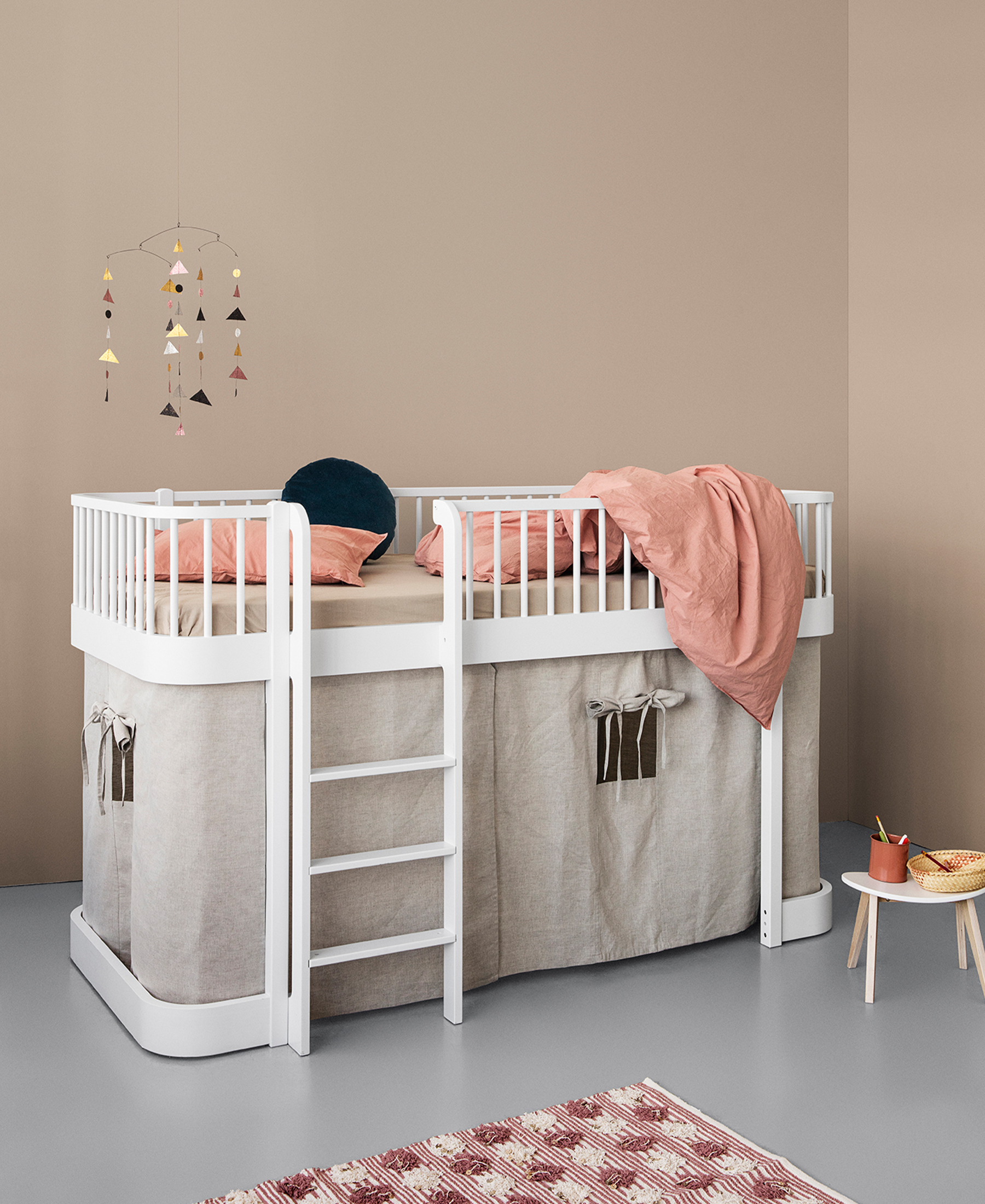 Lit mezzanine mi-haut Wood Original, blanc
