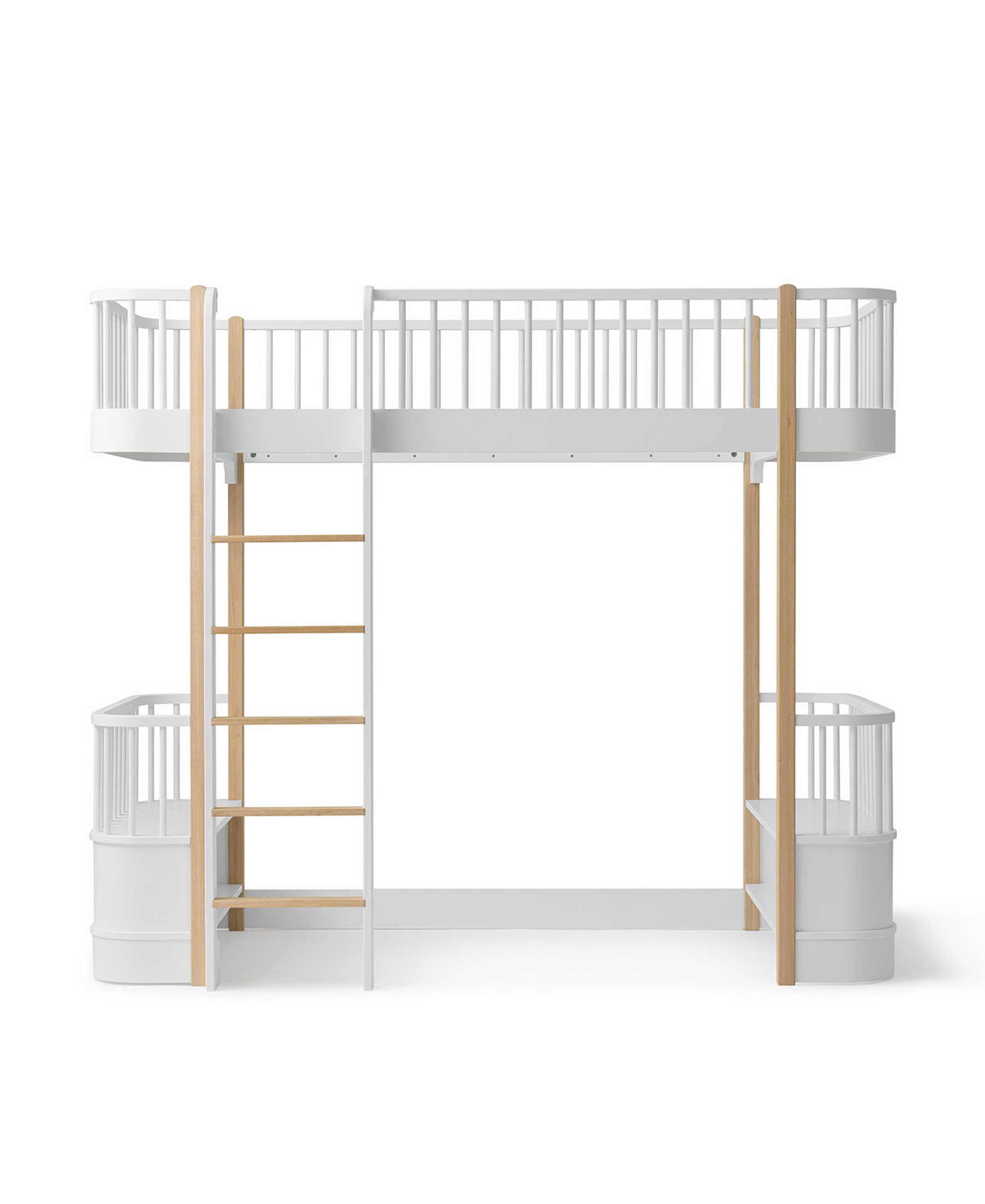 Lit mezzanine haut Wood Original, blanc/chêne