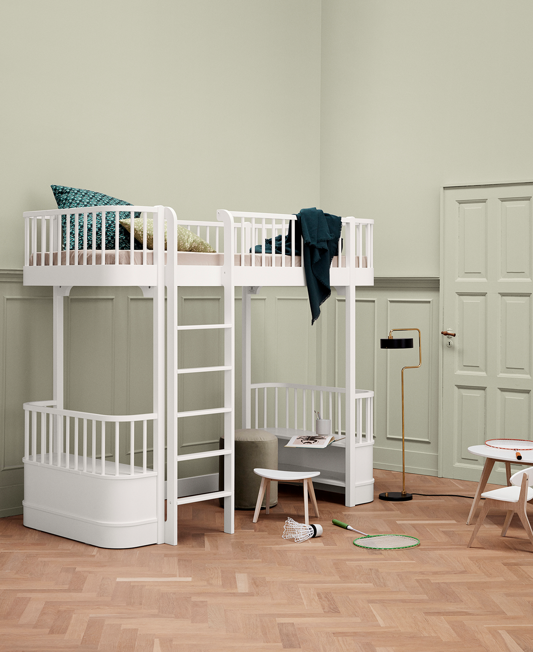 Lit mezzanine haut Wood Original, blanc