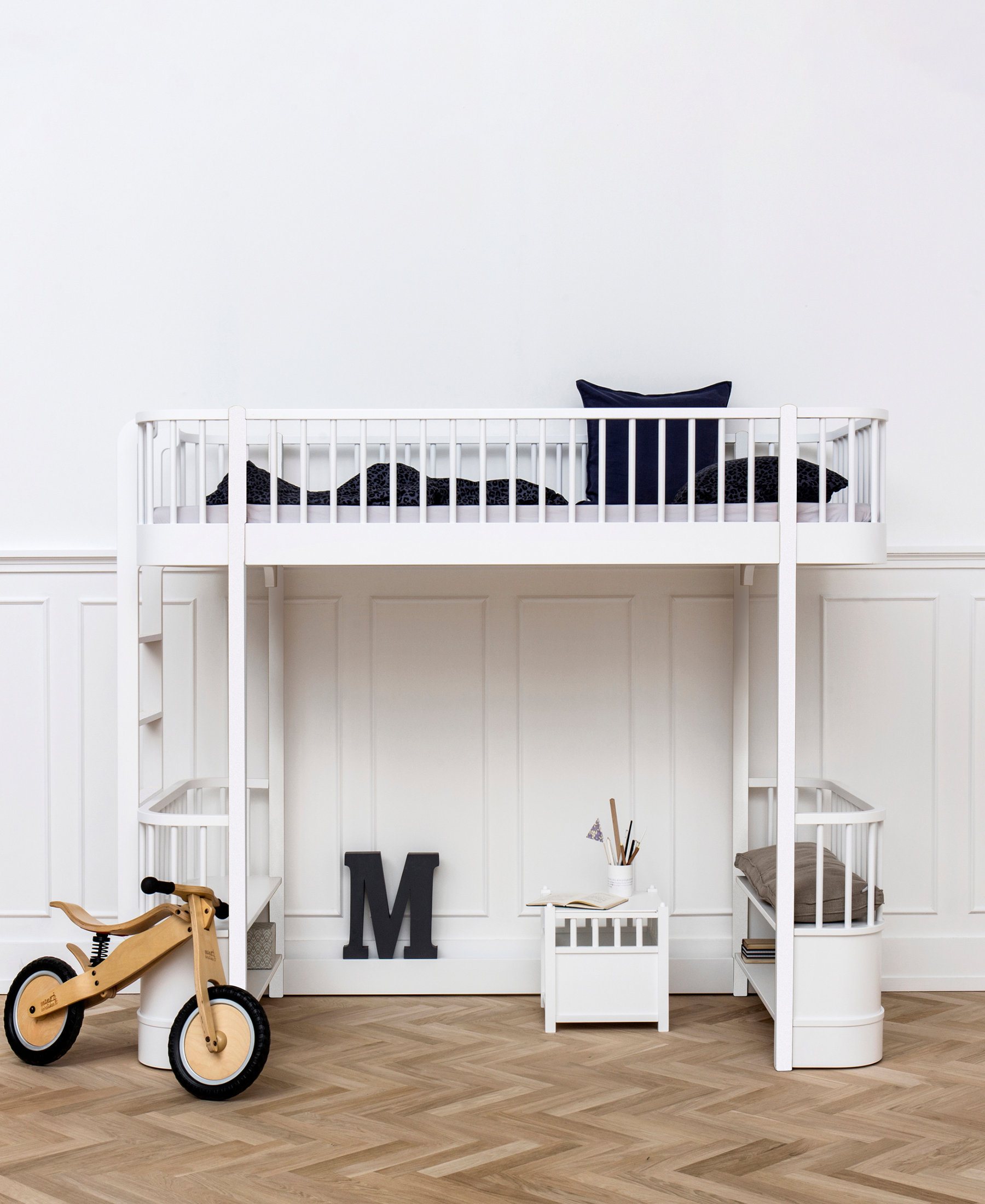 Lit mezzanine haut Wood Original, blanc