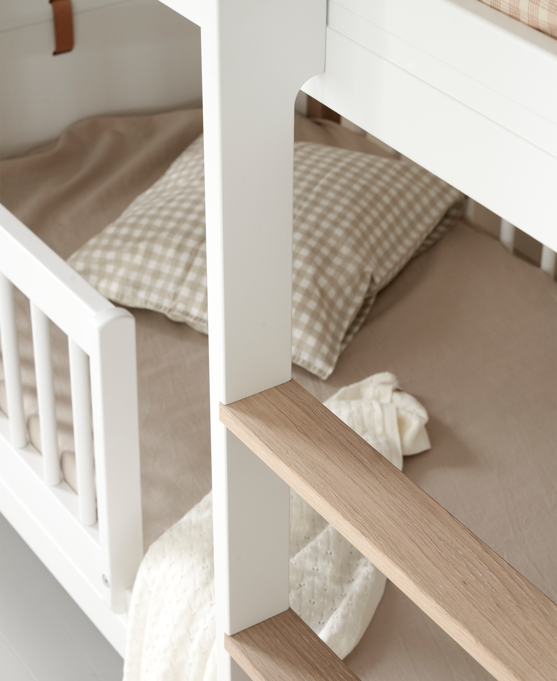 Lit superposé mi-haut Wood Mini+, blanc/chêne