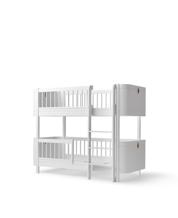 Lit bébé évolutif Mini+ & lit junior Mini+ en lit superposé mi-haut, blanc