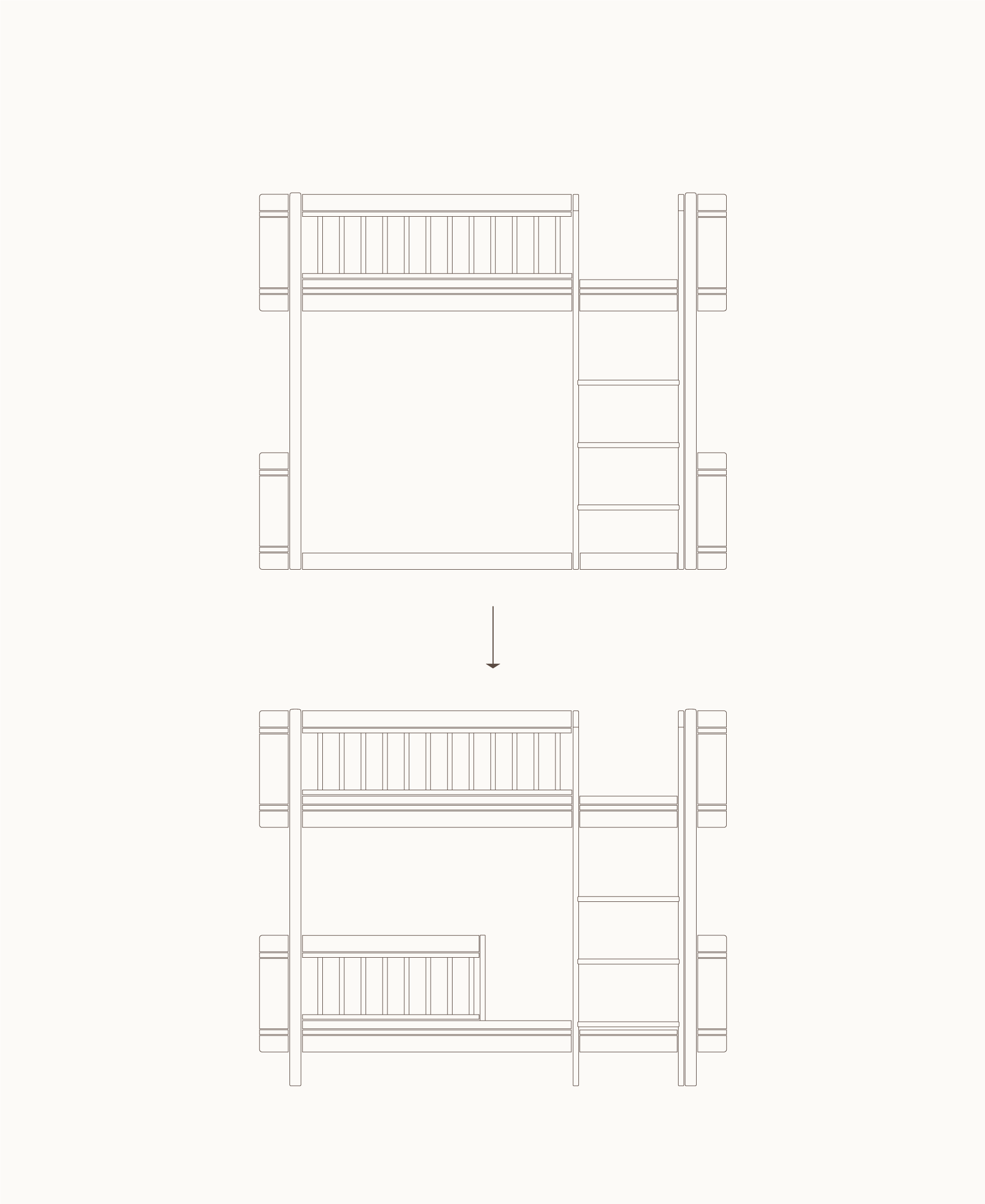 Lit mezzanine mi-haut Mini+ en lit superposé mi-haut, blanc