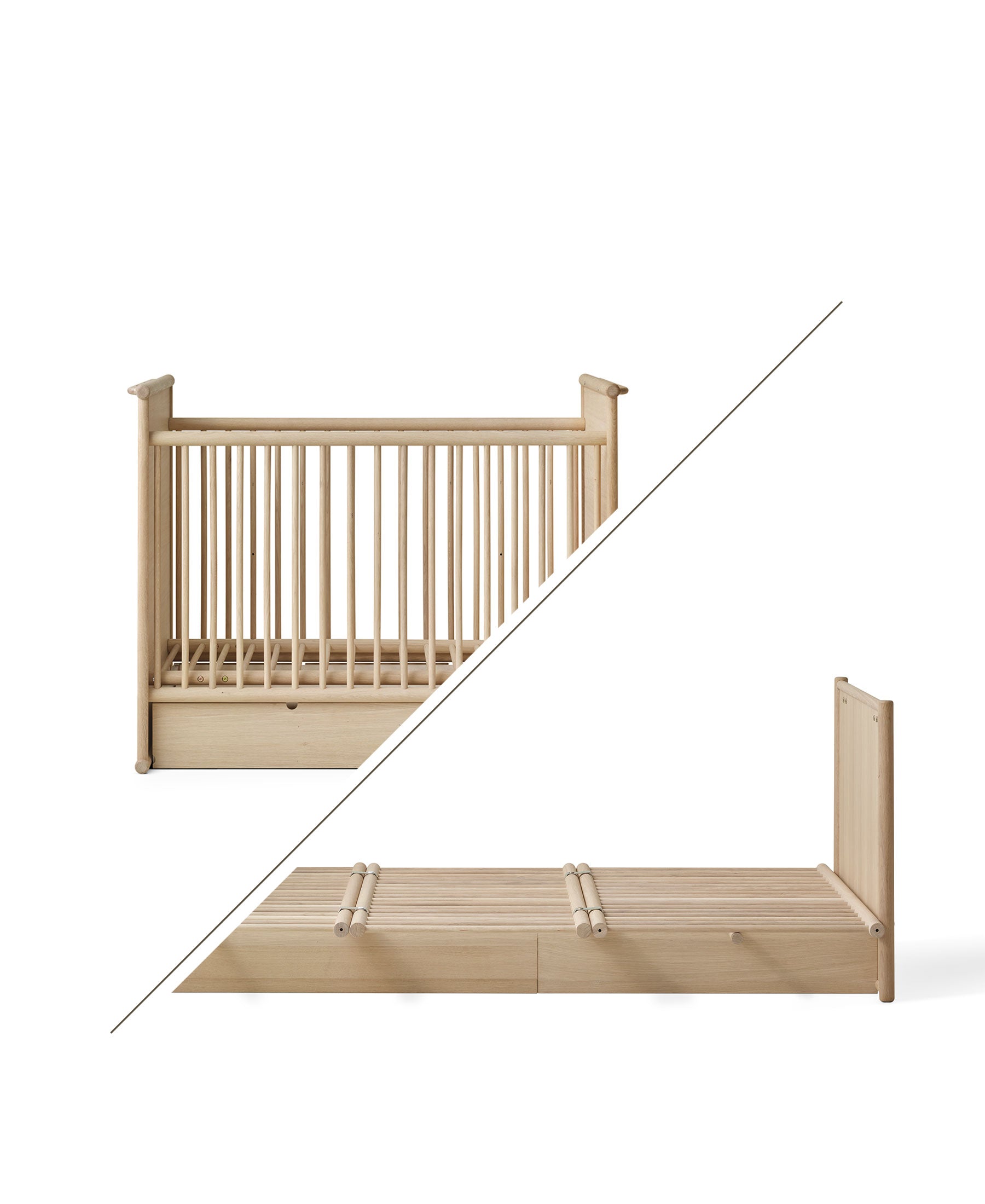 Lit bébé/lit Camp Novel, 60x120/120x200 cm, chêne