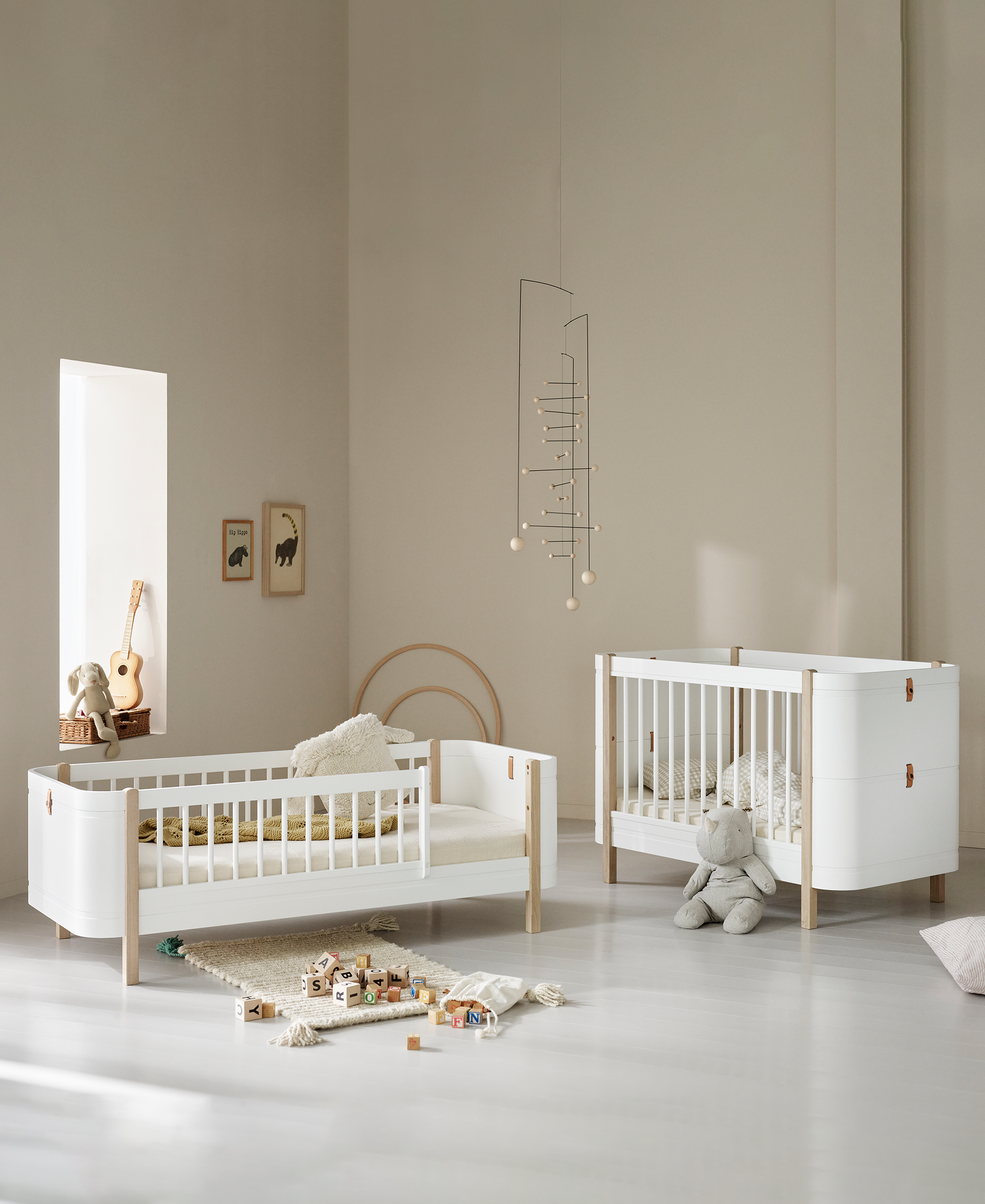 Kit famille Mini+ (complément au Lit bébé évolutif Mini+, avec kit junior inclus, blanc/chêne)