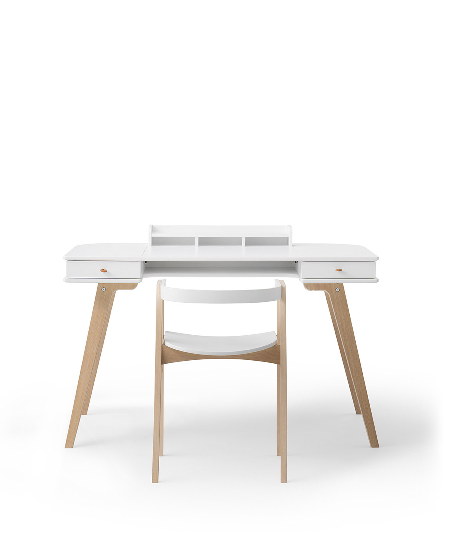 Bureau Wood 72,6 cm & chaise Wood avec accoudoirs, l'ensemble, blanc/chêne