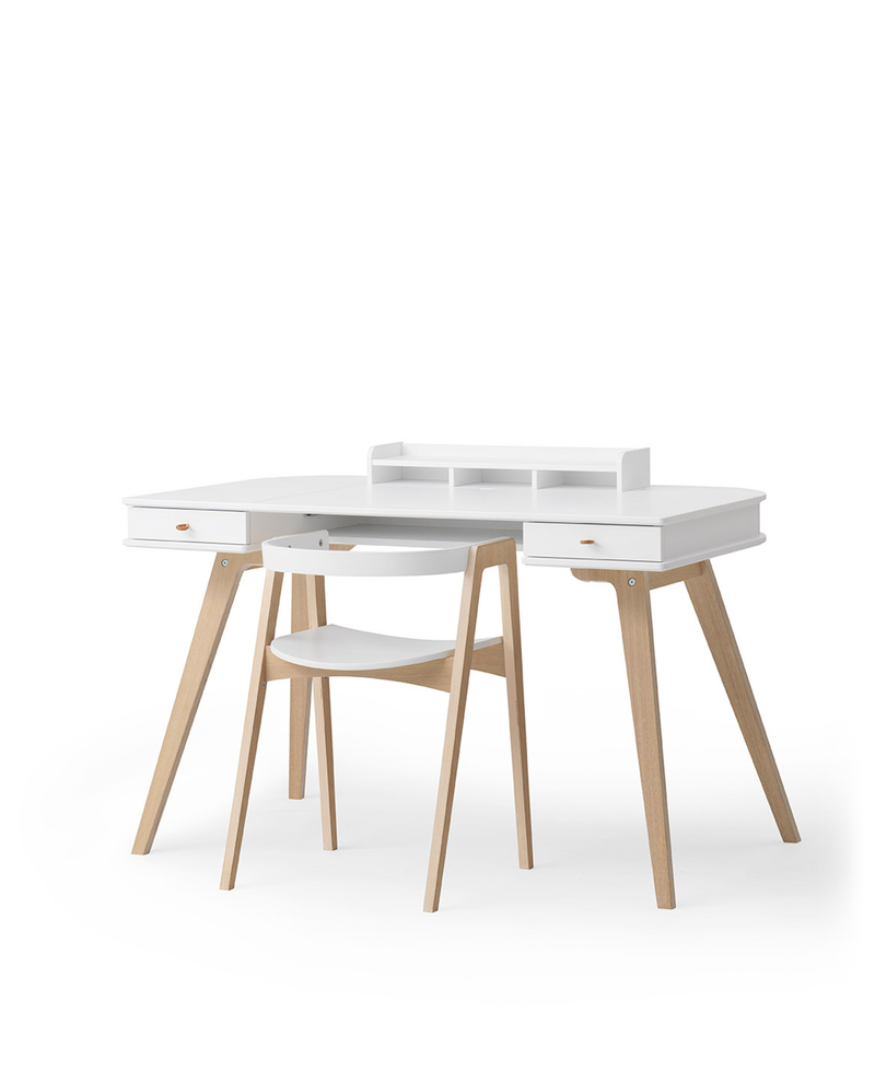 Bureau Wood 72,6 cm & chaise Wood avec accoudoirs, l'ensemble, blanc/chêne