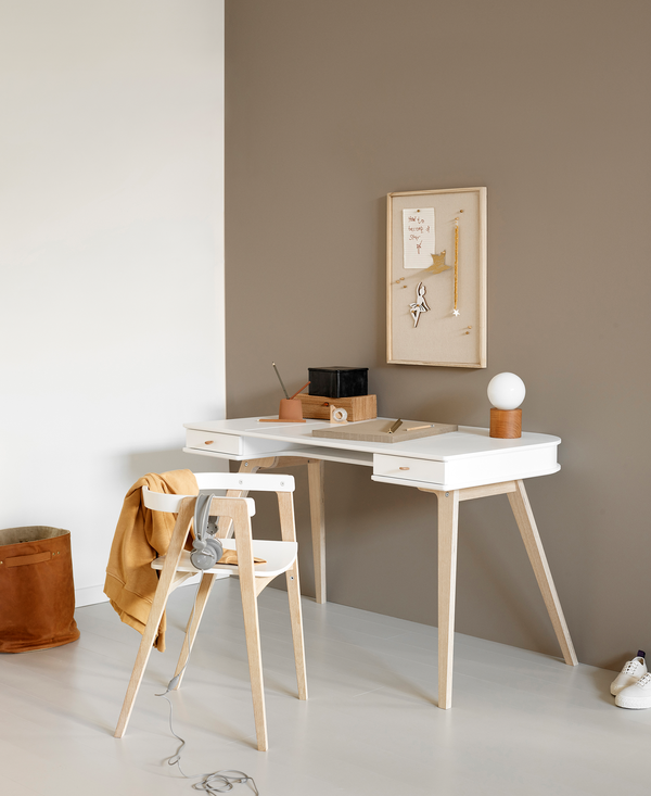 Bureau Wood 72,6 cm & chaise Wood avec accoudoirs, l'ensemble, blanc/chêne