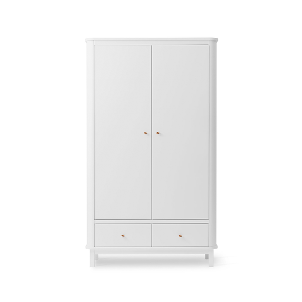 NASH WHITE - Armoire Basse 2 Portes Blanc et Bois