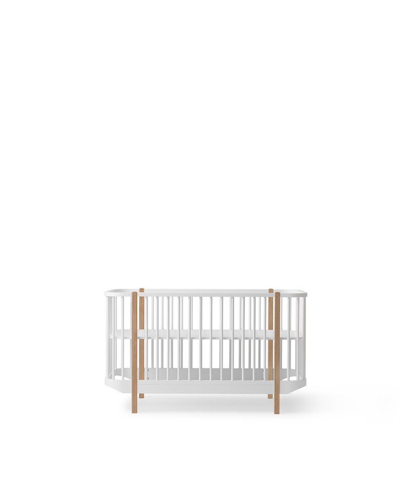 Lit bébé évolutif Wood, blanc/chêne