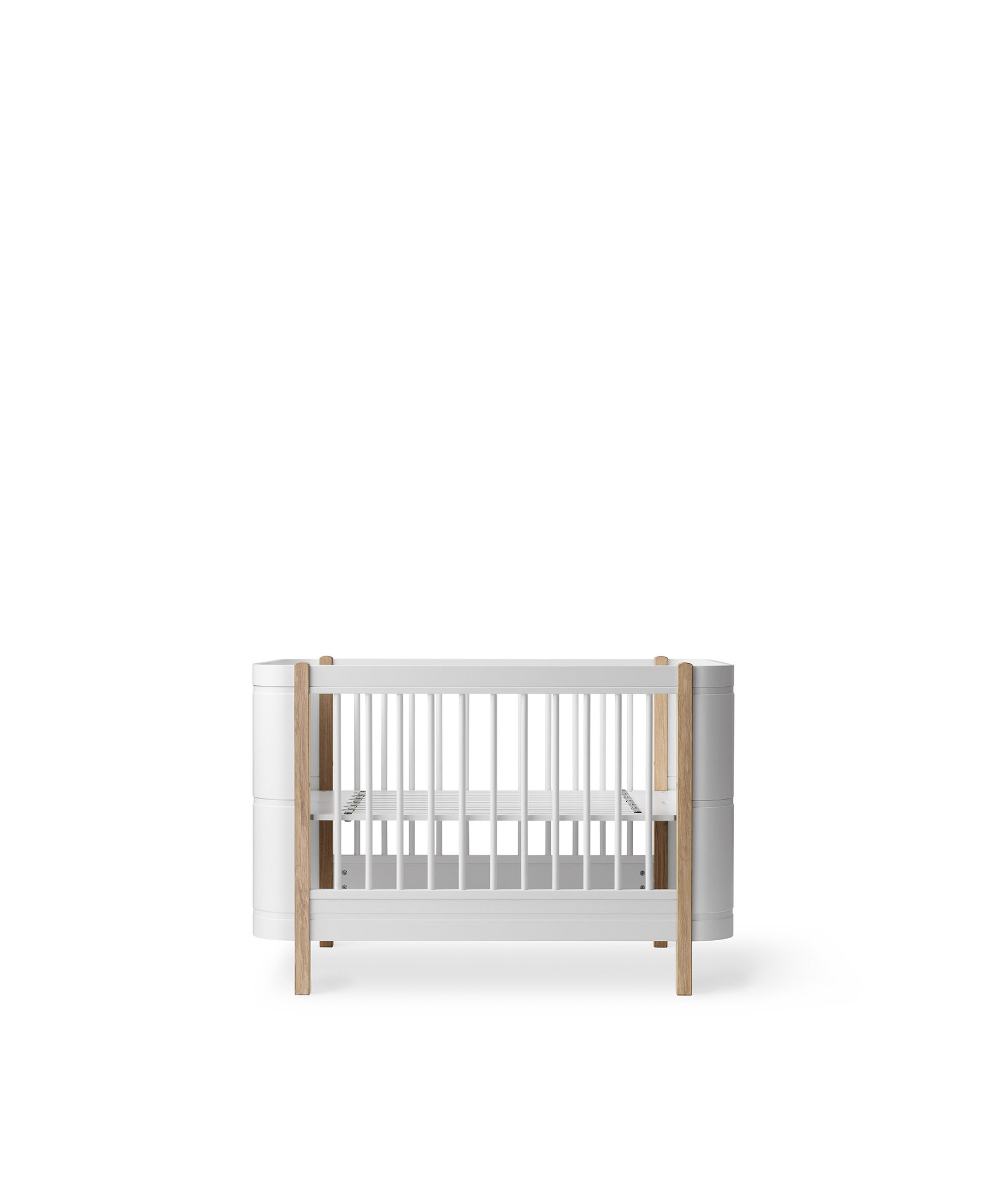 Lit bébé évolutif Wood Mini+ avec kit junior inclus, blanc/chêne