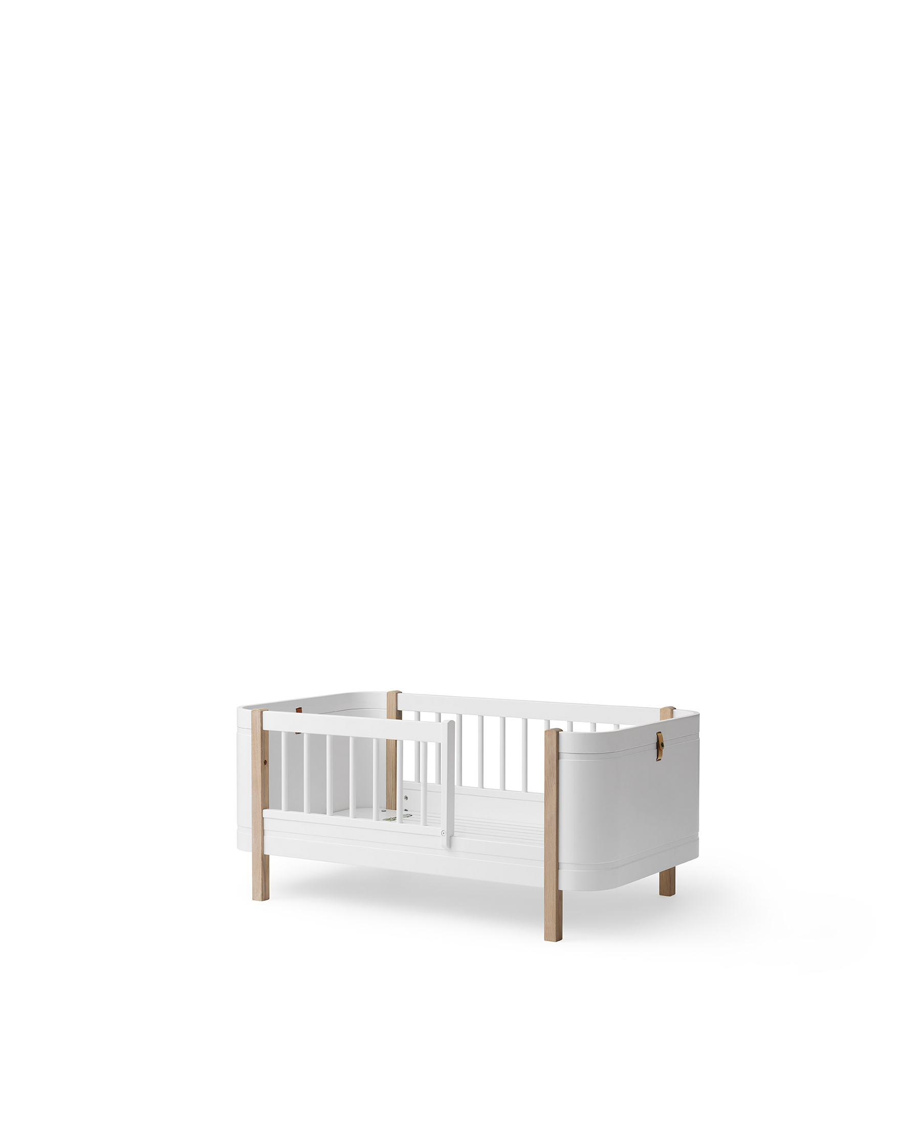 Lit bébé évolutif Wood Mini+ avec kit junior inclus, blanc/chêne