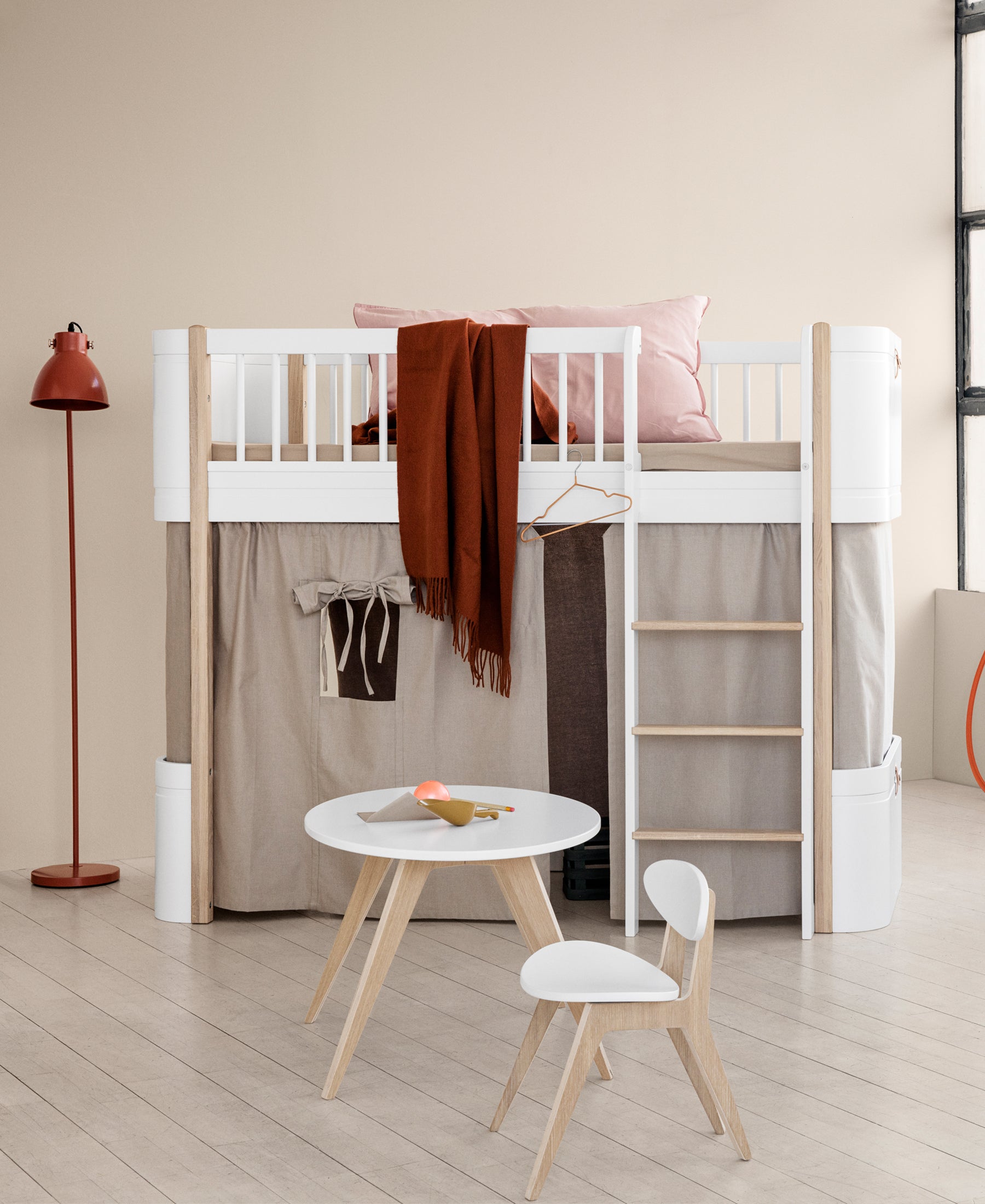 Rideau cabane pour le lit mezzanine mi-haut Wood Mini+, nature