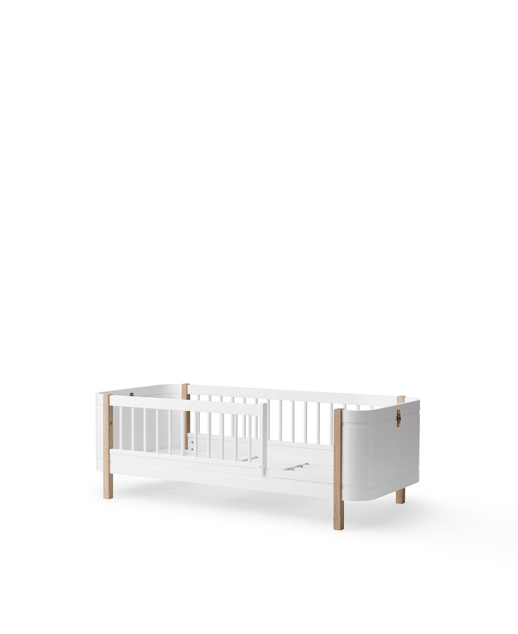 Lit bébé évolutif Wood Mini+ avec kit junior inclus, blanc/chêne