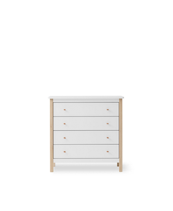 Commode 4 tiroirs Wood, blanc/chêne