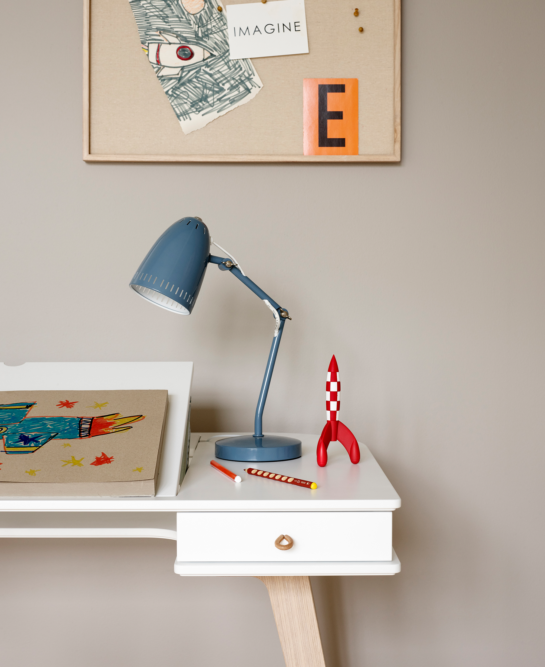 Bureau Wood 66 cm, blanc/chêne